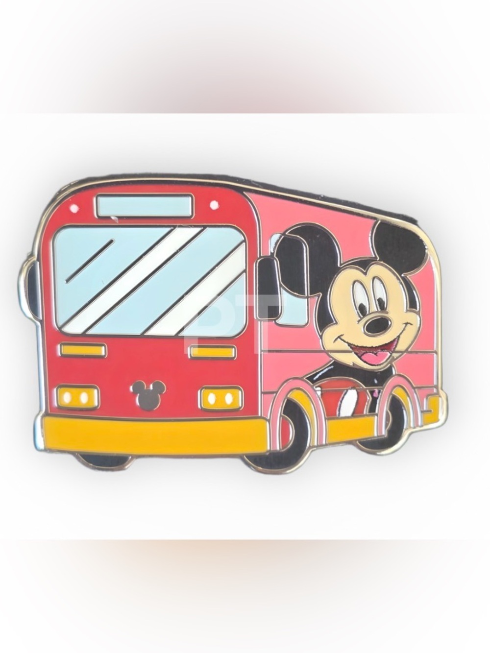 Disney Mickey Mouse Bus Pin in Red, Pink, Yellow and Black
